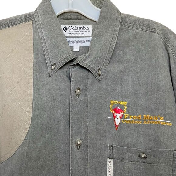 Vintage‎ Columbia Shirt Size Large L Hunting Elbow Pads Button Down - Picture 2 of 9